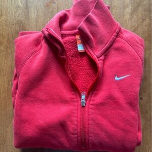 Nike red crew neck sip up sweater